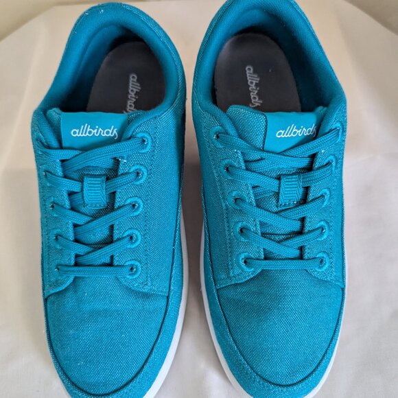 ALLBIRDS  WOMENS CANVAS PACERS SNEAKERS - SZ 8 - LACE UP THRIVE TEAL BLUE - Picture 4 of 10
